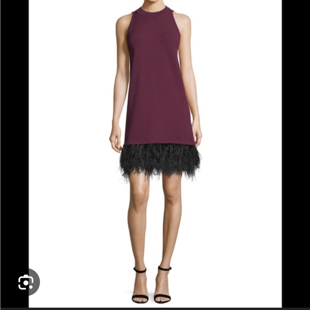 Feather Trim Cocktail Dress